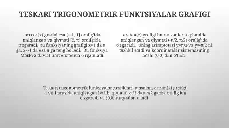 Teskari trigonometrik funksiyalar 4