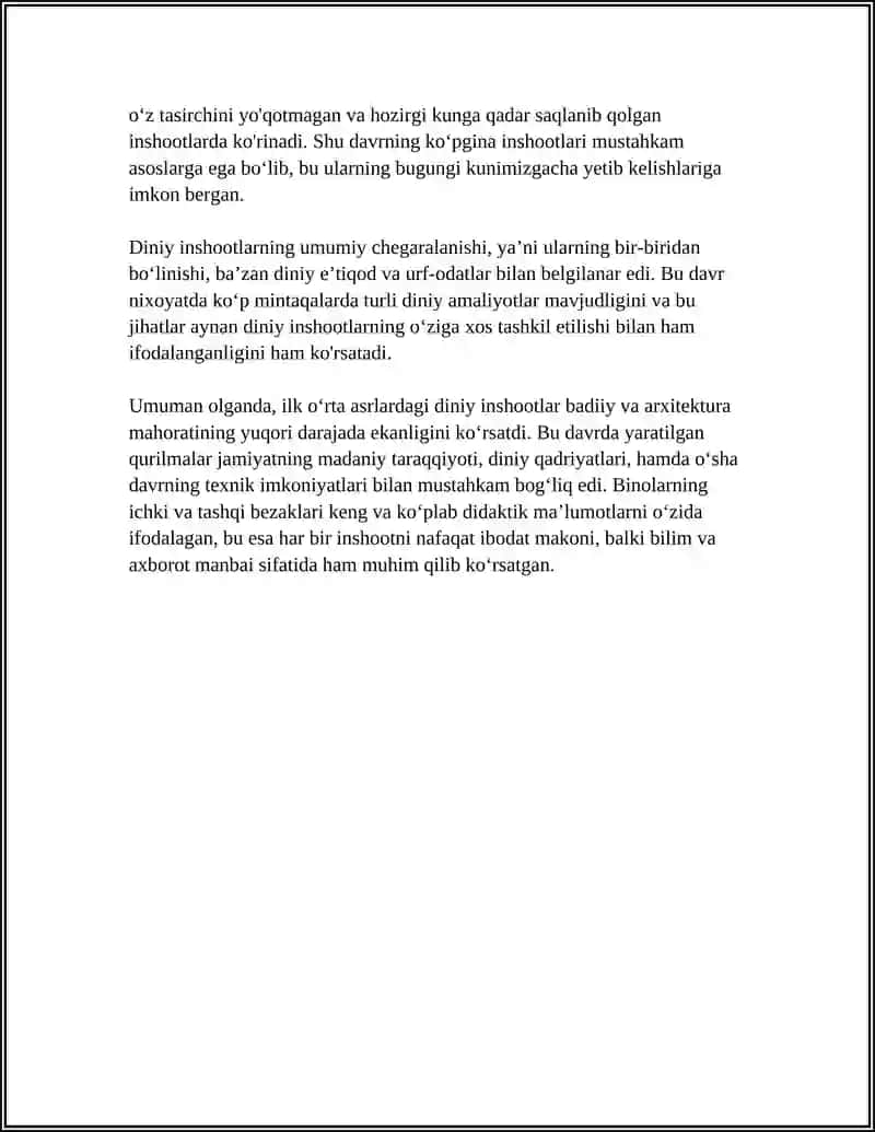 ILK O’RTA ASIRLARDA MEMORCHILIK QURILISH DINIY INSHOATLAR 4
