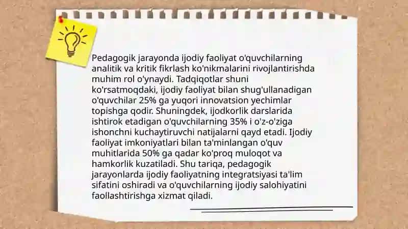 Pedagogik tadqiqotlarda ijodning namoyon bòlishi 4