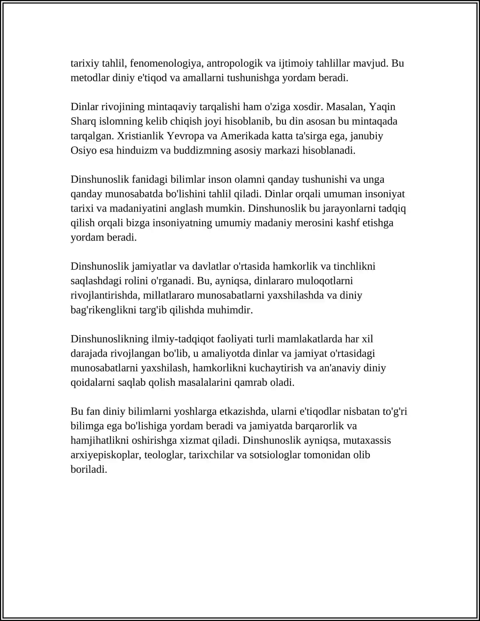 MUSTAQIL ISH Mavzu: DINSHUNOSLIK FANINING MAQSADI 4