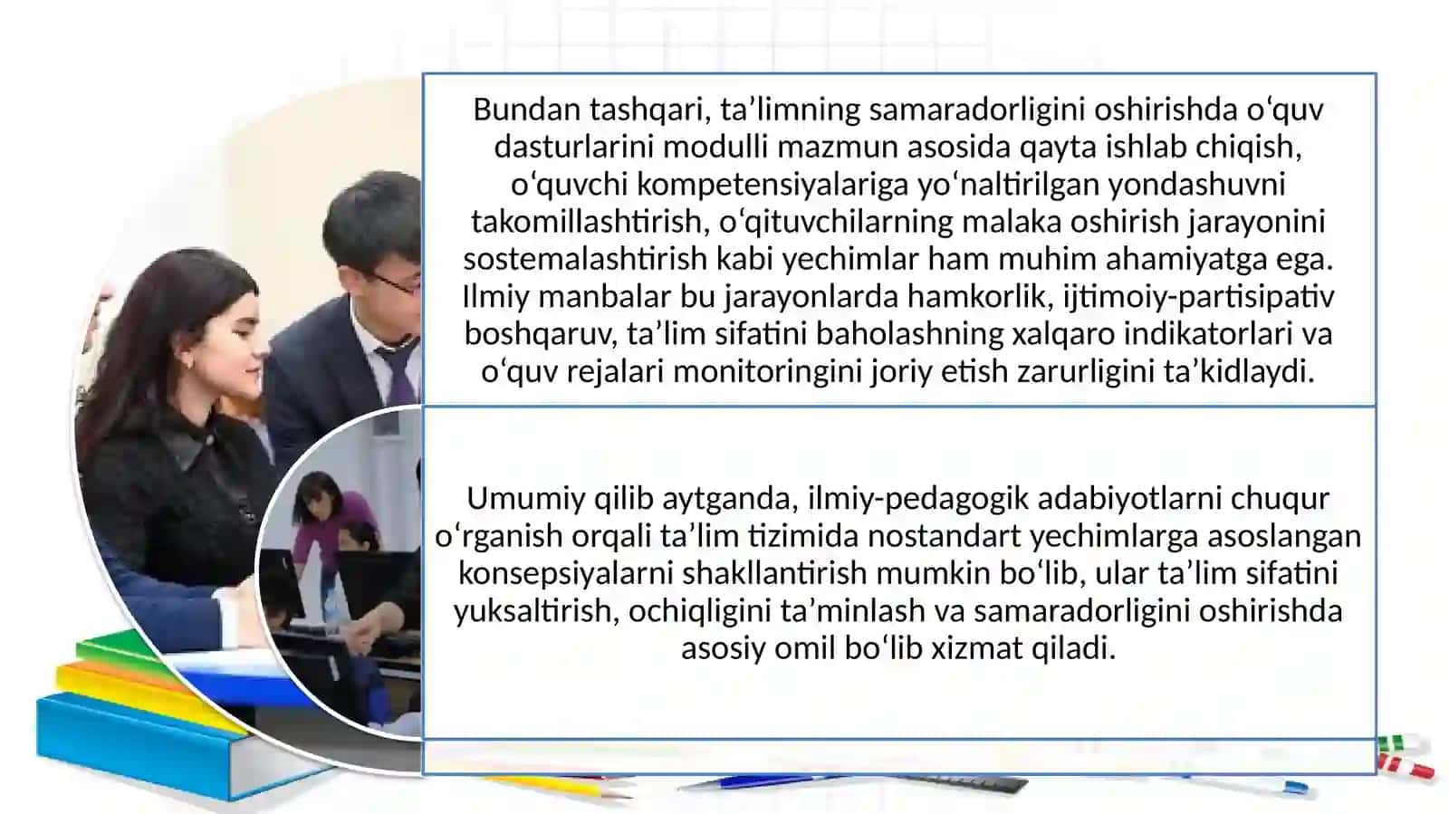 Ta’lim sifati,ochiqligi va samaradorligini oshirish uchun nostandart qarorlar dan foydalanish 4