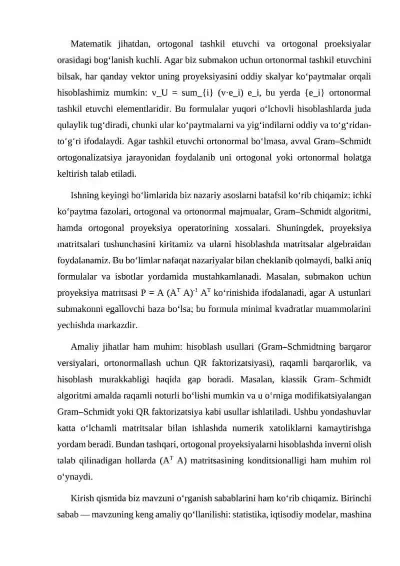 Ortogonal tashkil etuvchi va ortogonal proeksiyalarni hisoblash 4