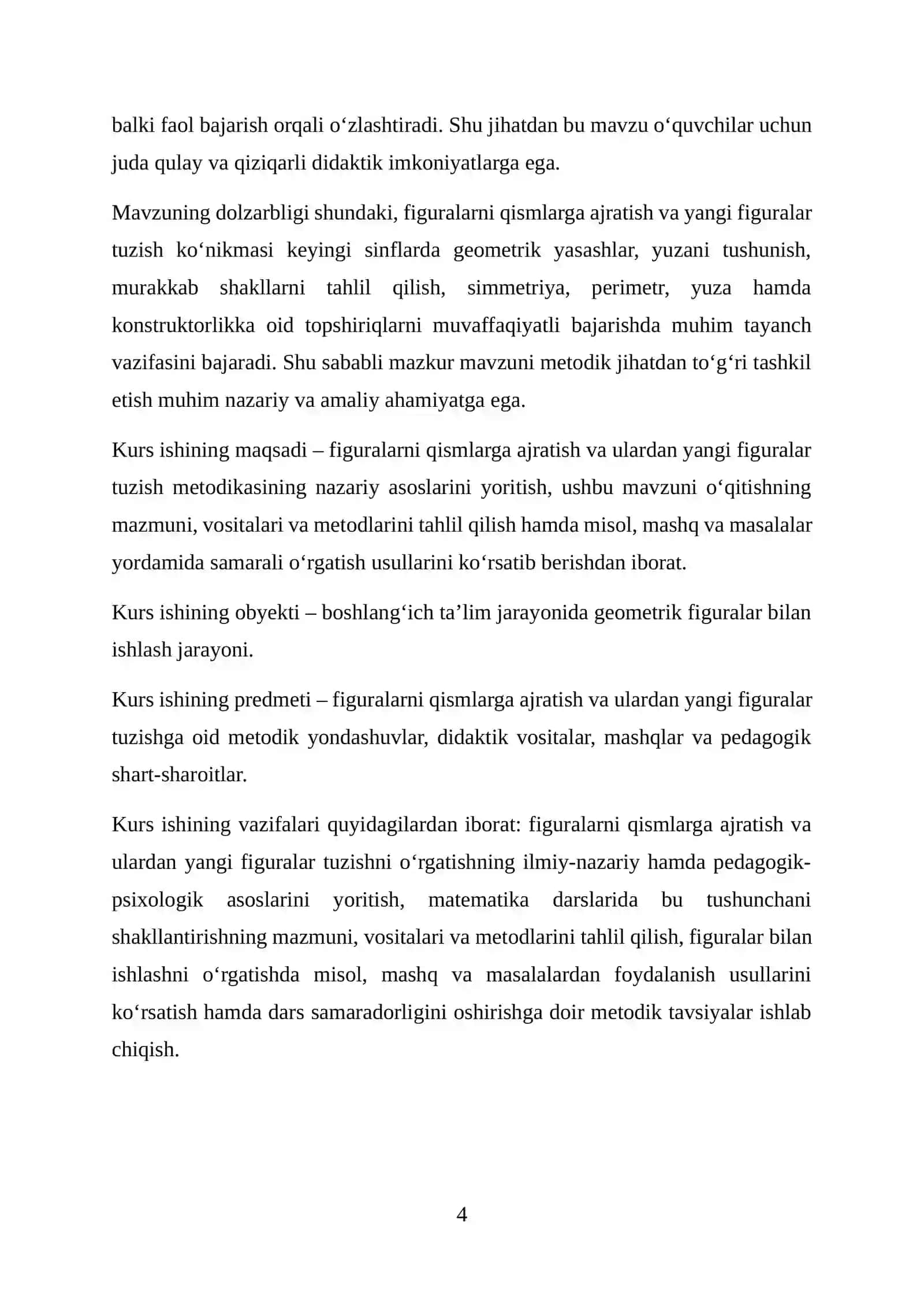 Figuralarni qismlarga ajratish va ulardan yangi figuralar tuzish metodikasi 4