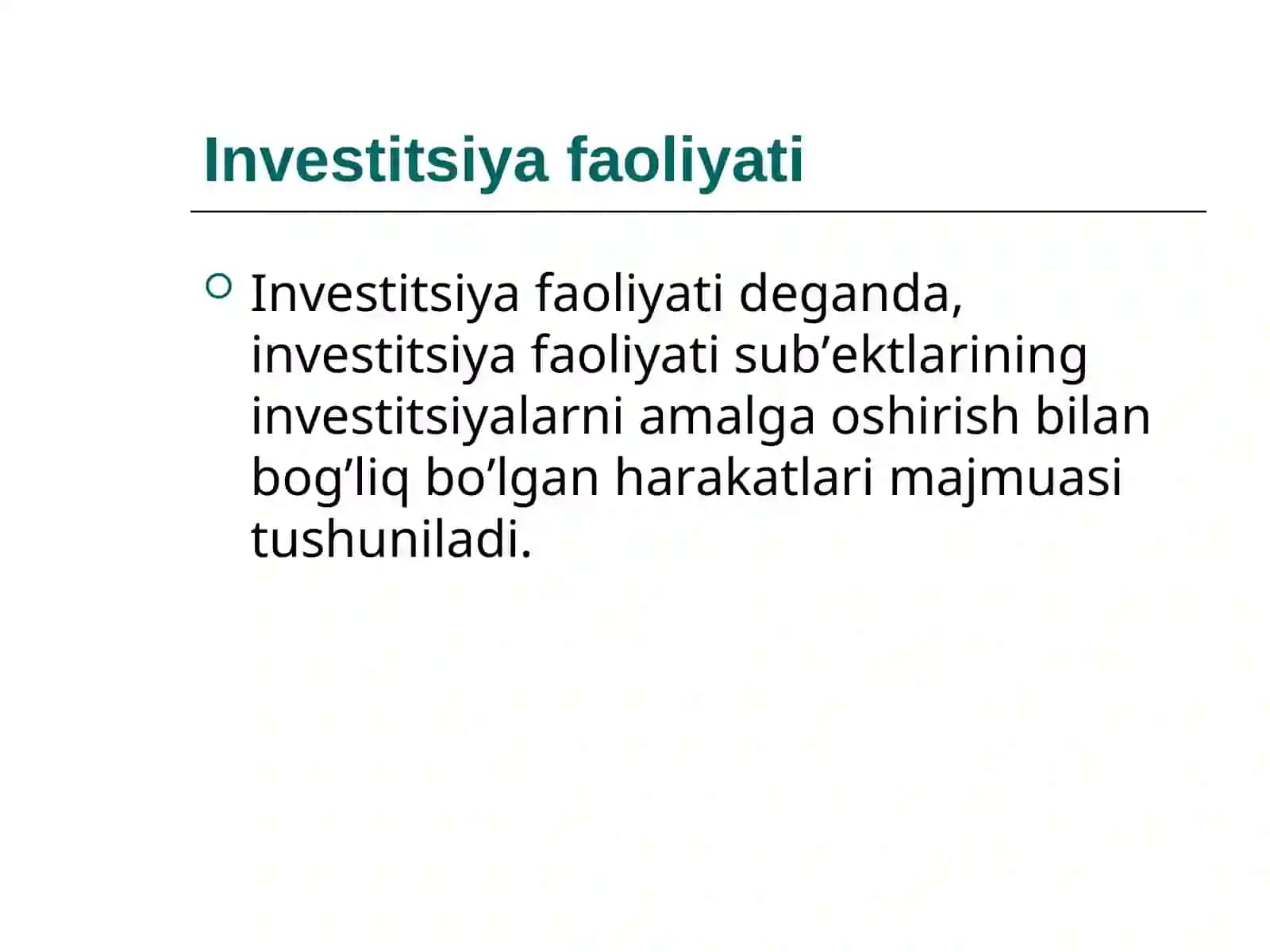 2-mavzu. Investitsiya faoliyati va investitsiya siyosati 4