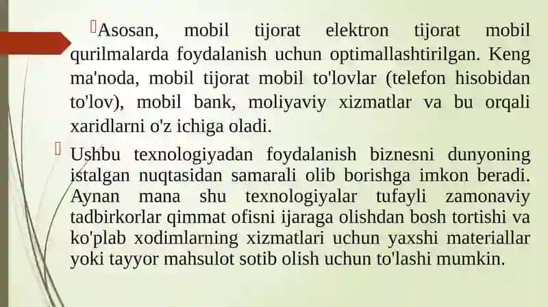 Mobil tijorat Elektron bozor va elektron tovarlar haqida tushuncha 4