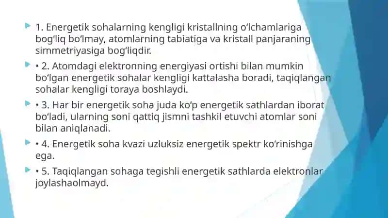 Kristallarning sohaviy nazariyasi 4