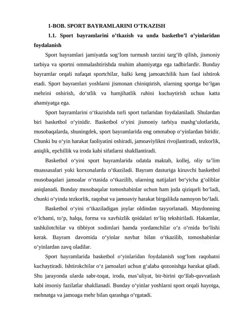 Sport bayramlarini o’tkazishda sport o’yinlari basketboldan foydalanish 4