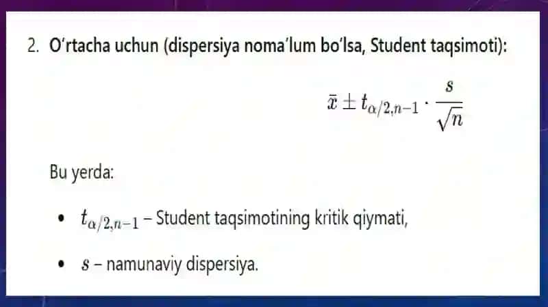 STATISTIKAISHONCH ORALIQLARI 4