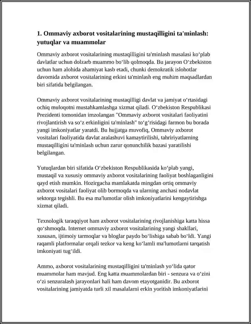 OMMAVIY AXBOROT VOSITALARI FAOLIYATI: YUTUQ VA MUAMMOLAR 4