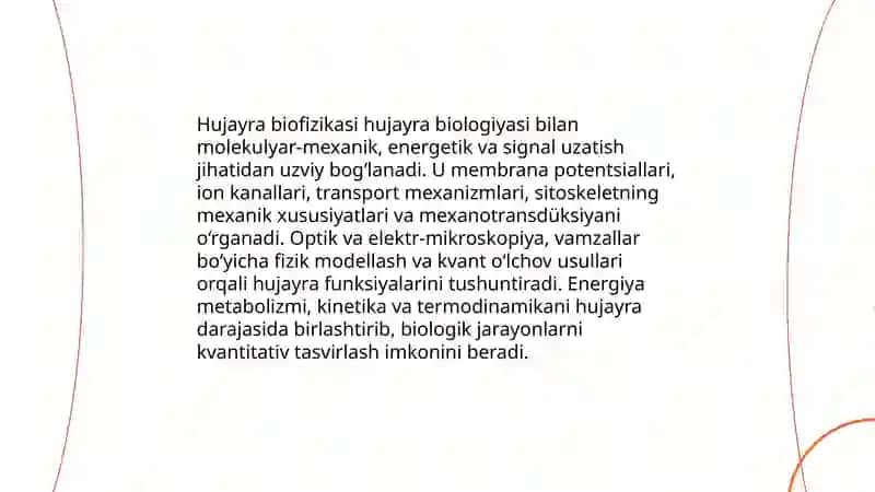 Biofizika fanining boʻlimlari boshqa fan sohalari bilan aloqadorligi 4