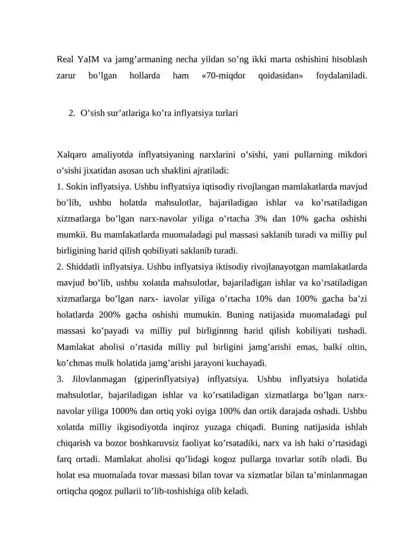 Inflyatsiya tushunchasi, ko’rsatkichlari va o’lchanishi 4