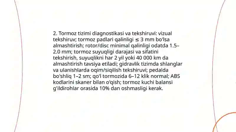 Transport vositalarining texnik holatini nazorat qilish 4