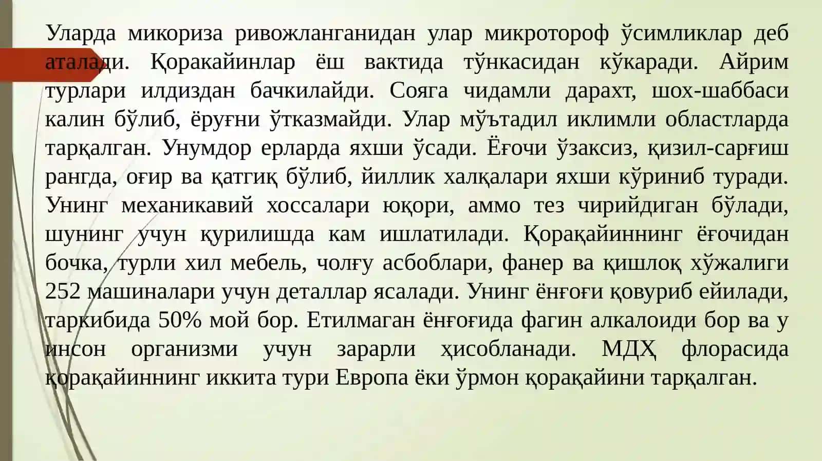 Fagaceae(Қорақайиндошлар) оиласи доривор ўсимликлари 4