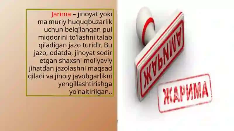 Jarima, muayyan huquqtan mahrum qilish jazolarini ijro etish 4