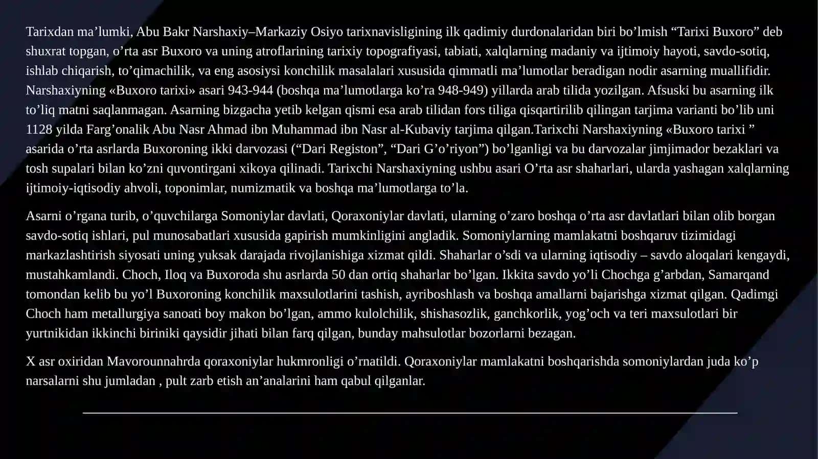 ABU BAKR NARSHAXIYNING “BUXORO TARIXI” ASARI 4