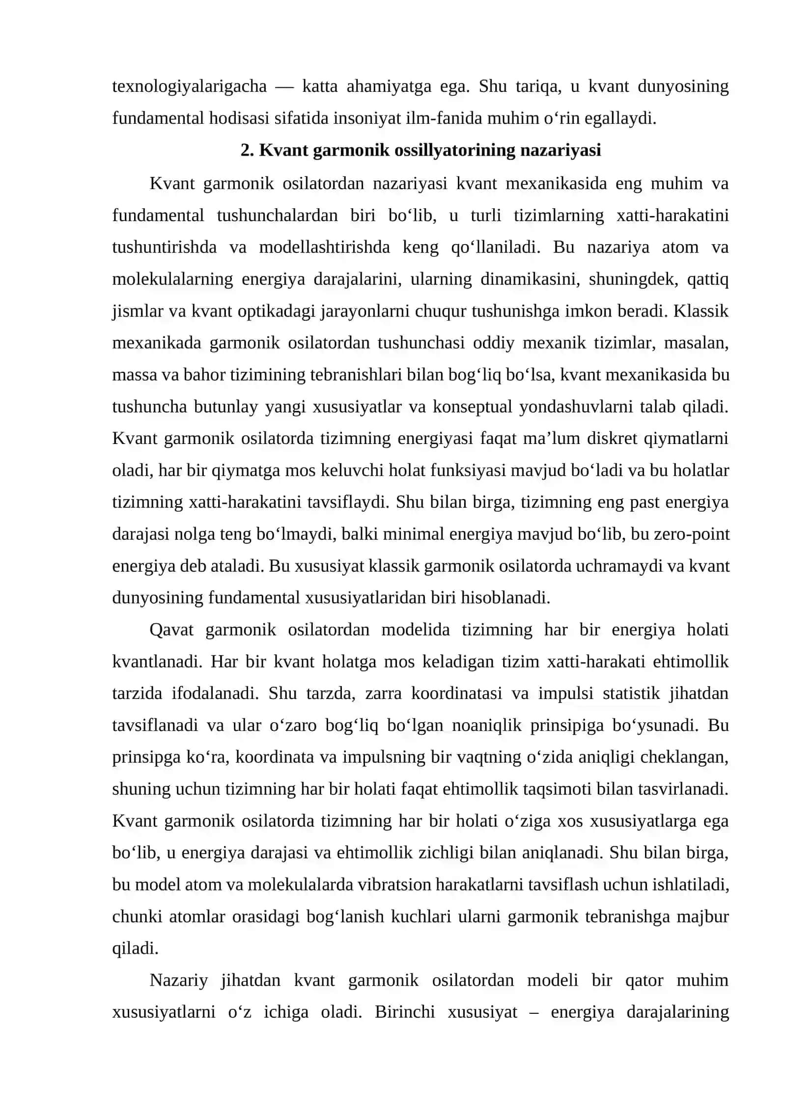 Tunnel effekti. Kvant mexanikasida garmonik ossillyator 4