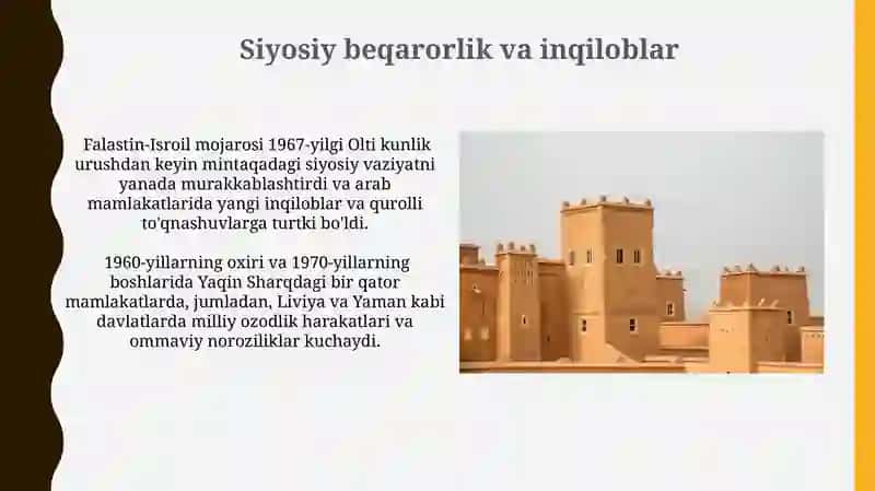 Arab mamlakatlari XX asr ikkinchi yarmida DIYORBEK Fozilov 4