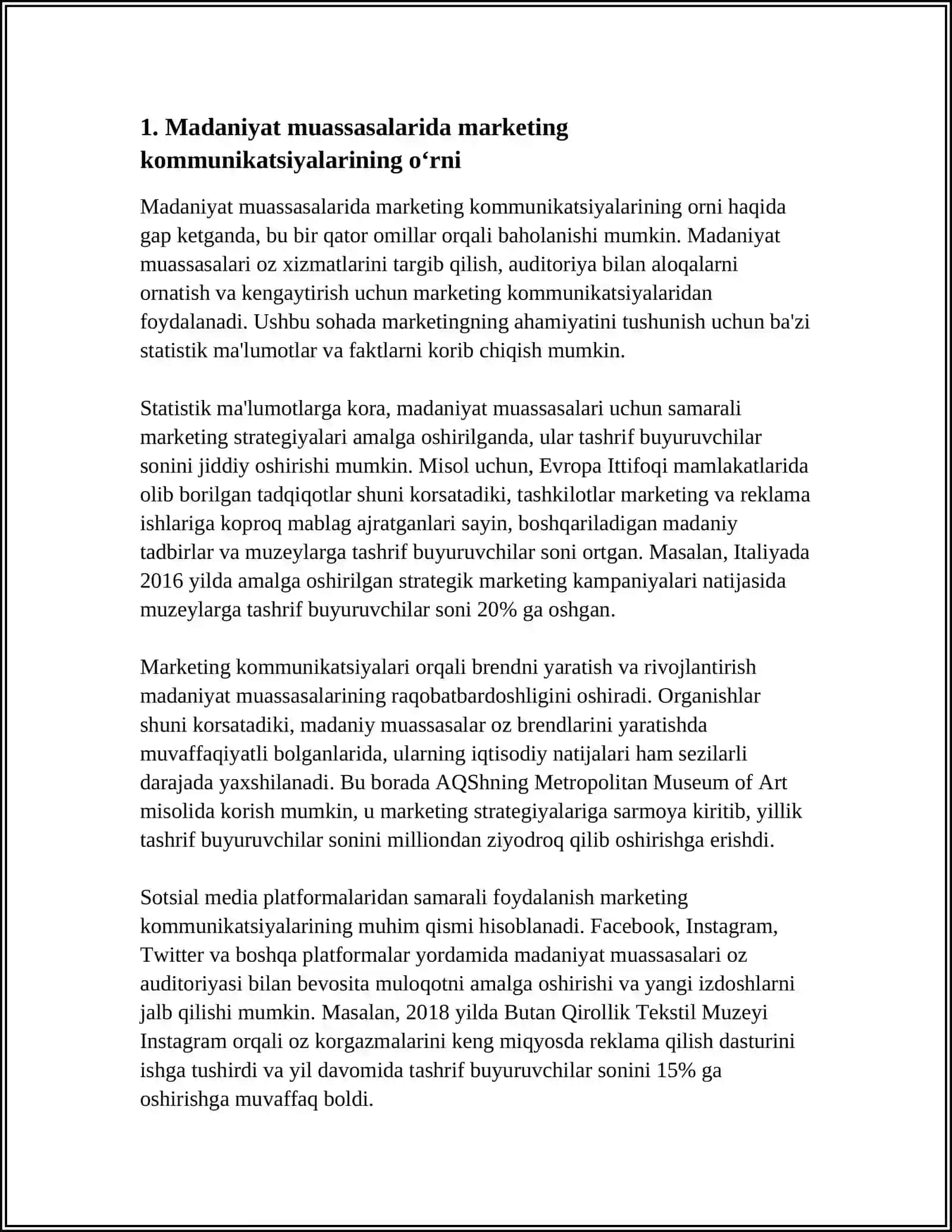 MADANIYAT MUASSASALARIDA MARKETING KOMMUNIKATSIYALARINING HUSUSIYATLARI 4