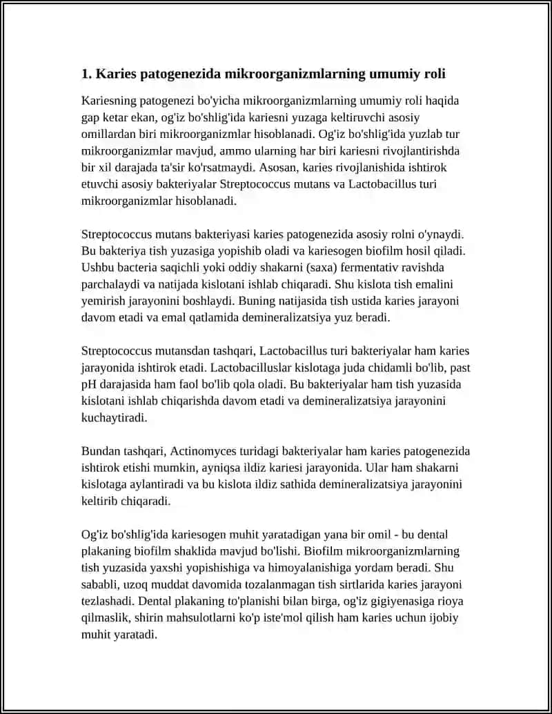 Karies patogenezida mikroorganizmlarning rol 4