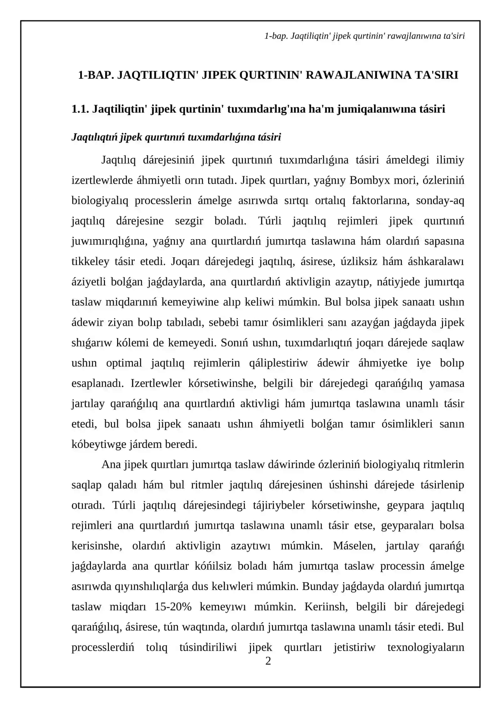 Jaqtiliq ha'm hawa almasiwinin' jipek qurtina ta'siri 4
