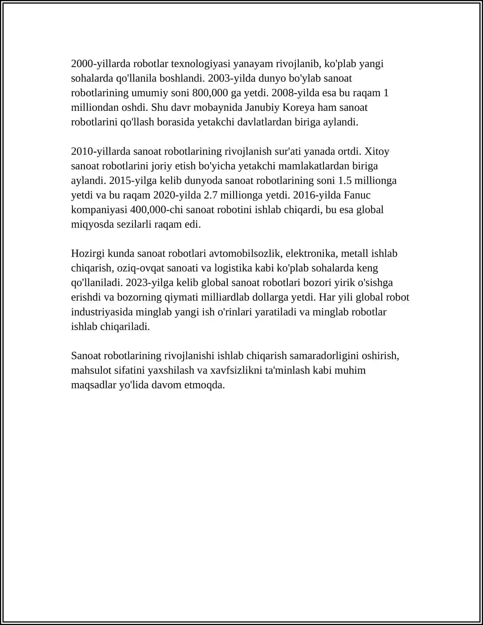 BOSHQARUVGA KÓRA SANOAT ROBOTLARI QATTIQ DASTURIY TAMINOTLI ODAM OPERATOR YORDAMIDA BOSHQARILUVCHI SUNIY INTELEKTLI MAVZUSIDA REFERAT TAYYORLASH 4