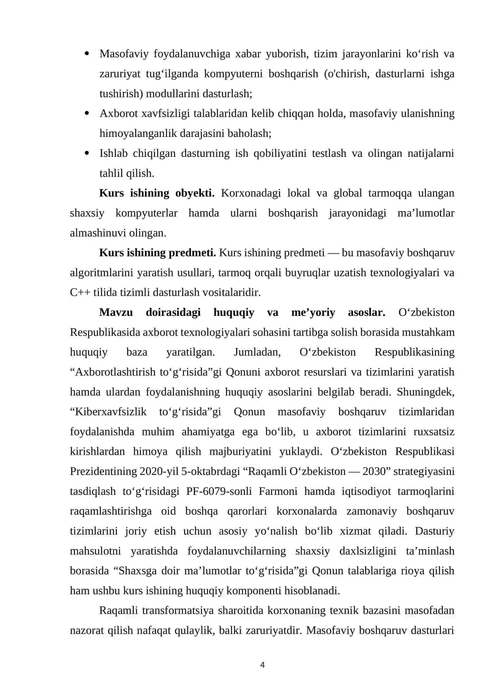 Korxona shaxsiy kompyuterlarini masofadan boshqarish va nazorat qilish dasturini ishlab chiqish 4