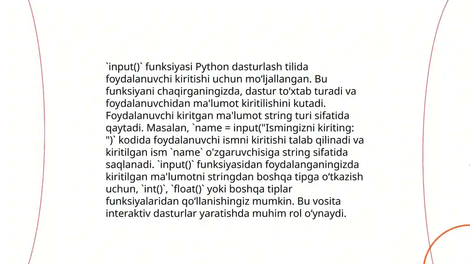 Python dasturlash tilida kiritish va chiqarish operatorlari 4