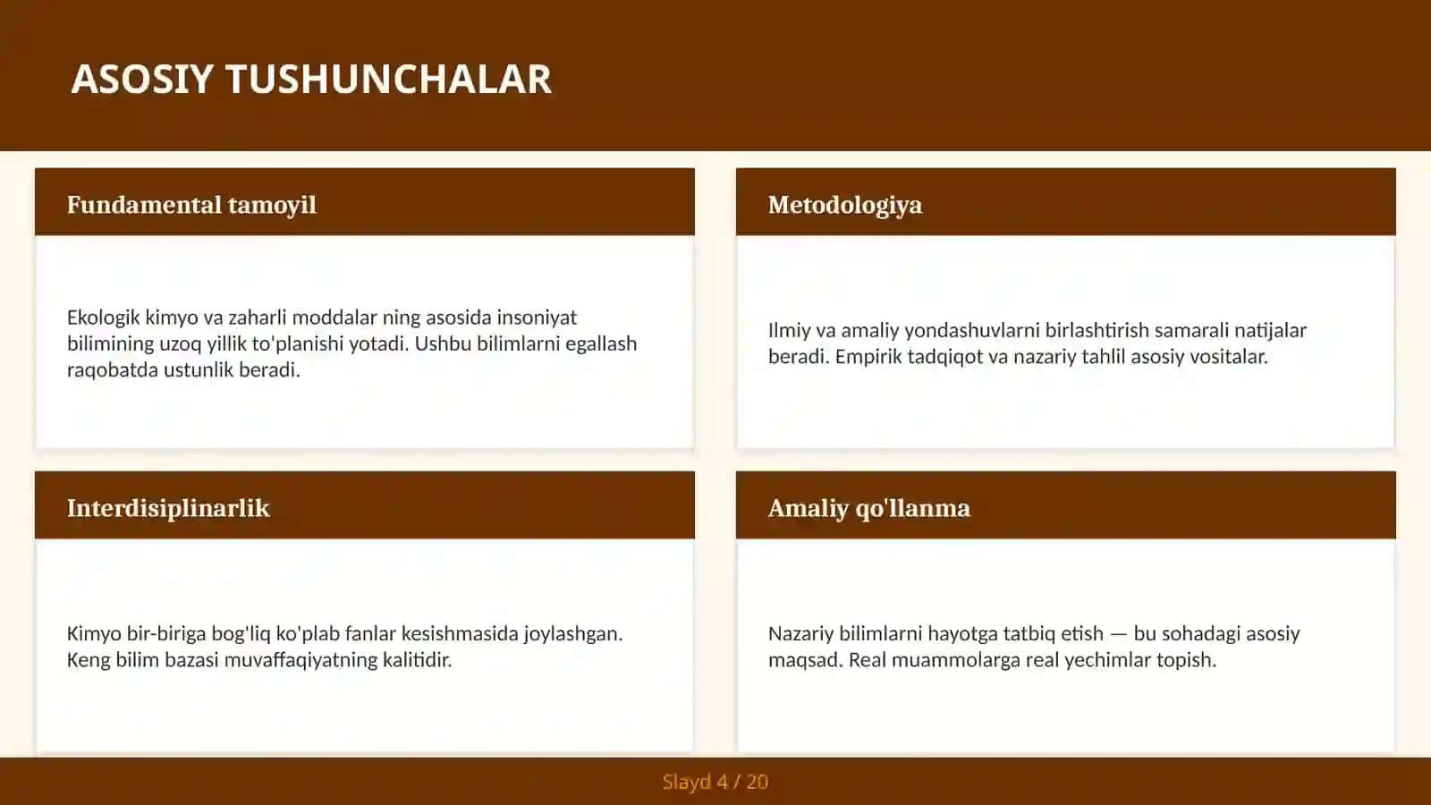 Ekologik kimyo va zaharli moddalar 4