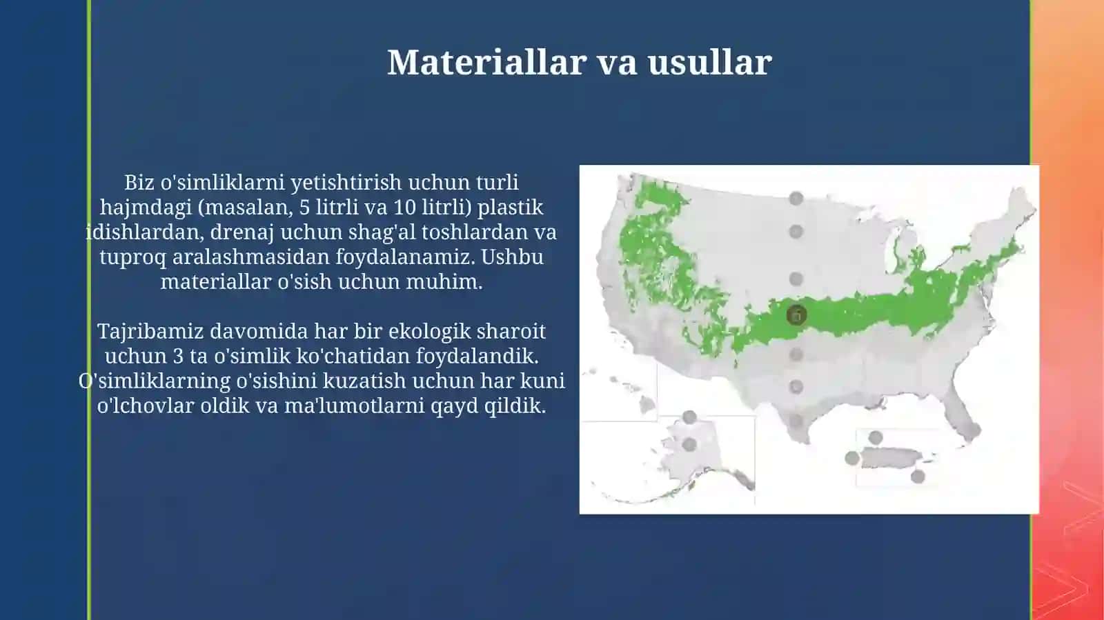 O'simliklarning turli muhit sharoitida o'stirib o'rganamiz va o'ztavsiyalarimizniberamiz 4