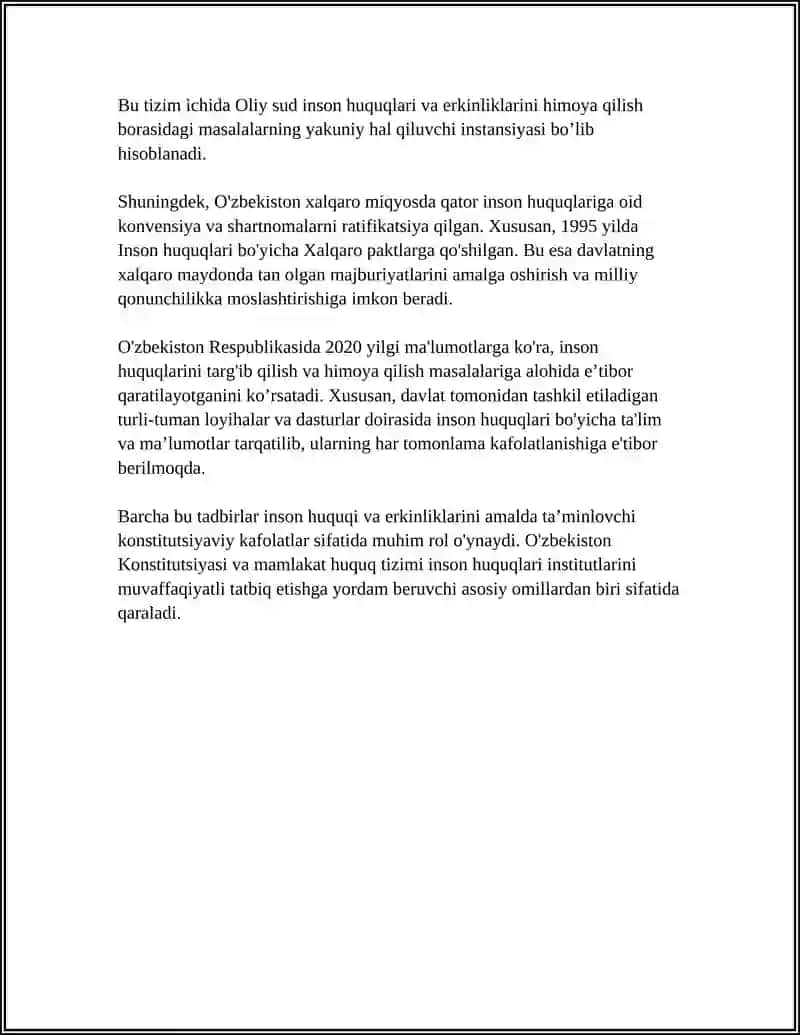 YANGI OʻZBEKISTONDA INSON HAQ HUQUQLARI VA ERKINLIK KAFOLATINING YARATILISHI 4