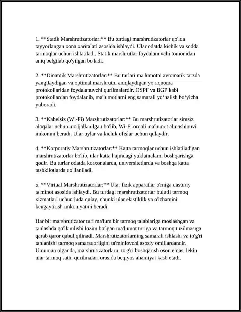 Marshrutizatorlar: Vazifalari va Turlari 4