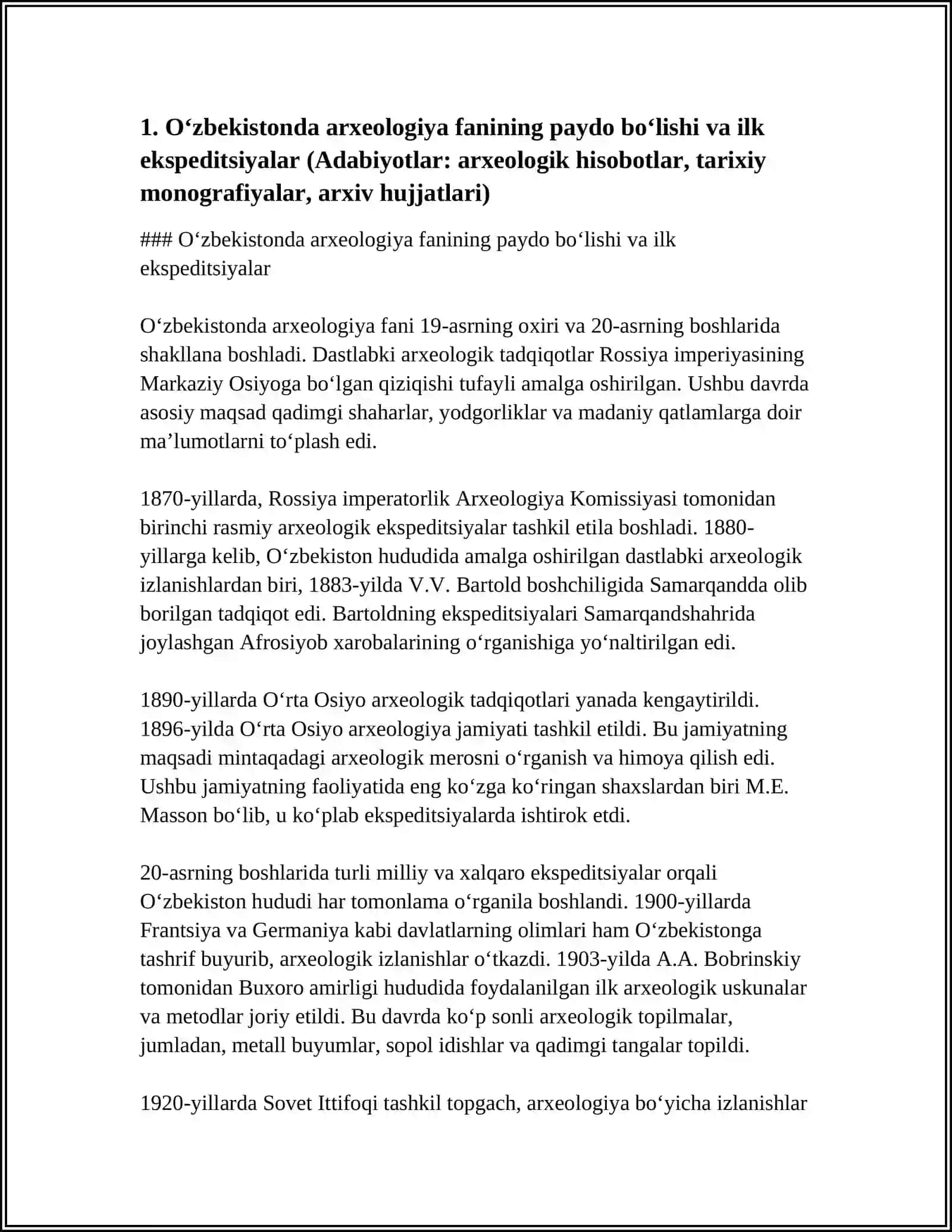 O‘ZBEKISTONDA ARXEOLOGIYA FANINING RIVOJLANISHI 4