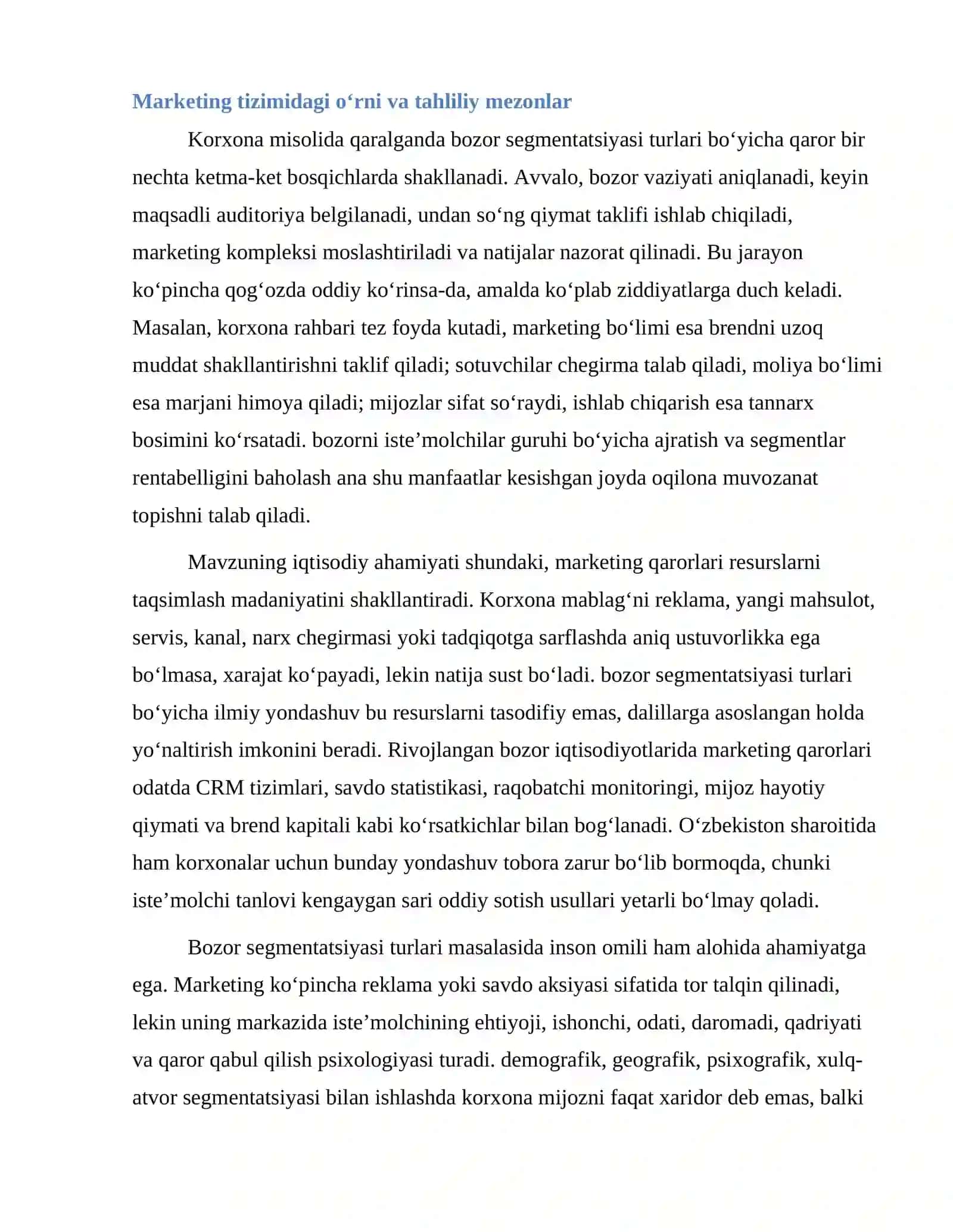 Bozor segmentatsiyasi turlari 4