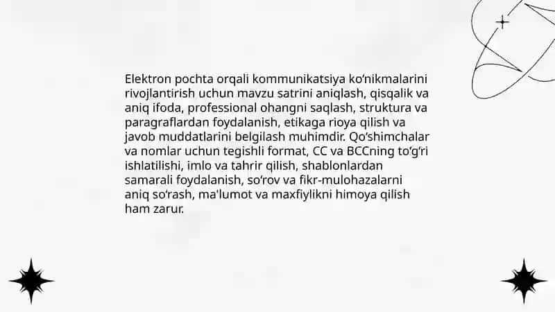 Elektron pochta asoslari va AT kompetensiyasini shakllantirish 4
