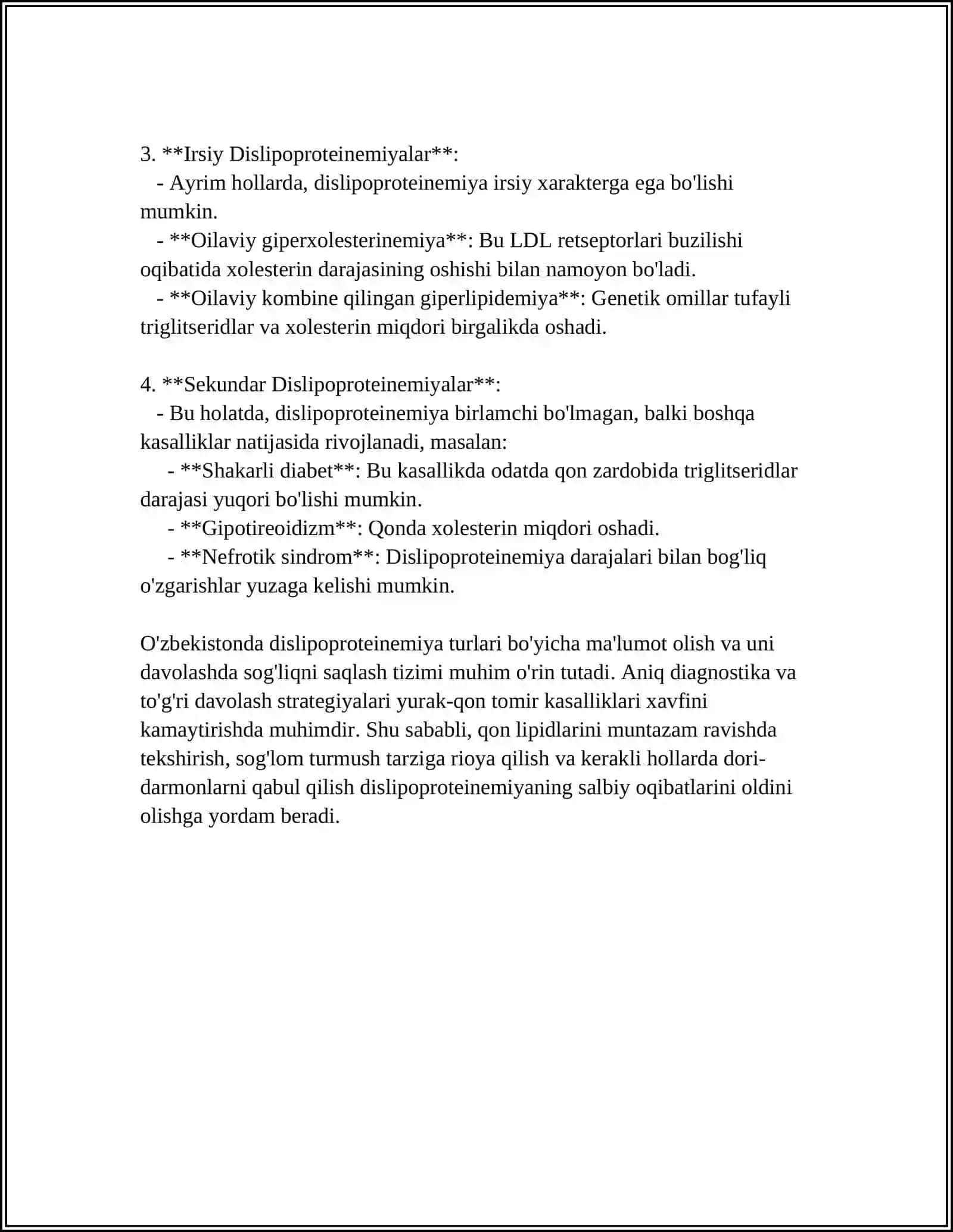 MUSTAQIL ISH Mavzu: DISLIPOPROTEINEMIYA TURLARI 4