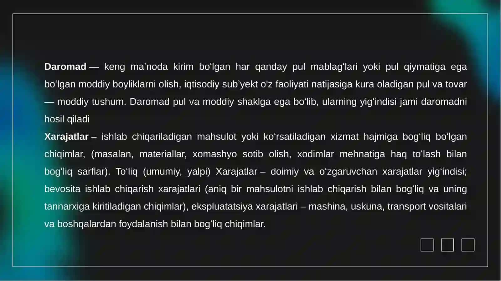 Mehmonxona xo’jaligi rentabilligi, daromadlar va xarajatlar 4