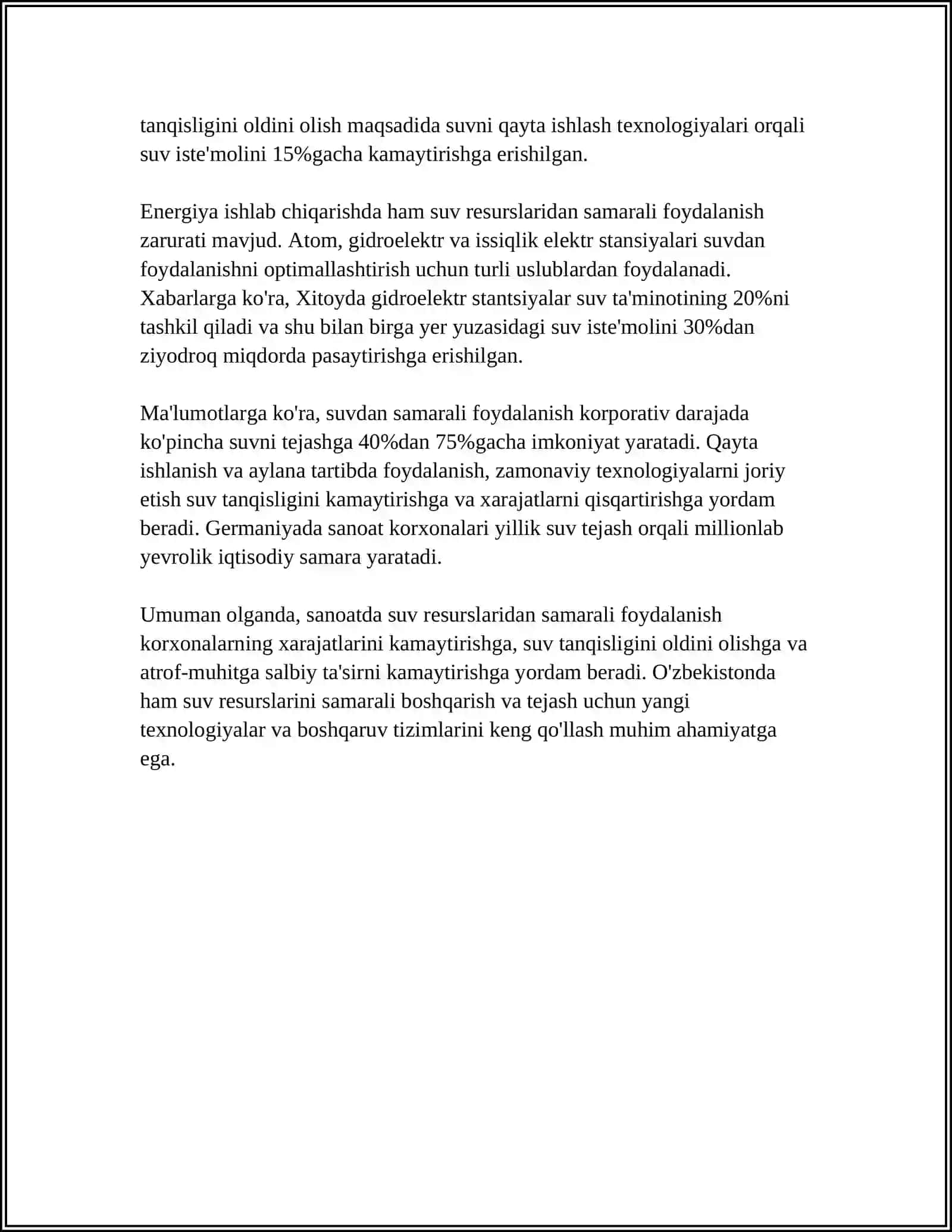 SANOATDA SUVDAN FOYDALANISH VA SUV MUHITIGA TA'SIRI 4