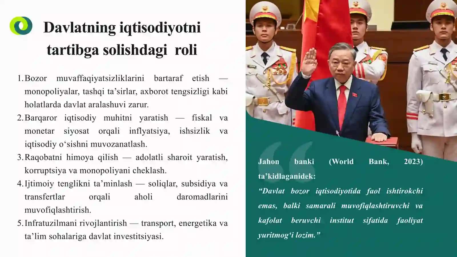 Iqtisodiyotni tartibga solishda davlatning roli Vyetnam 4