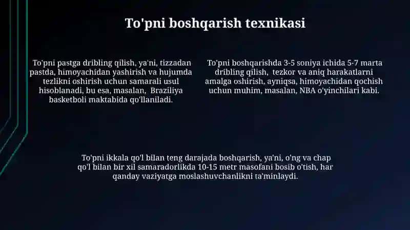 Basketbol o‘yin texnikasi va taktikasi 4