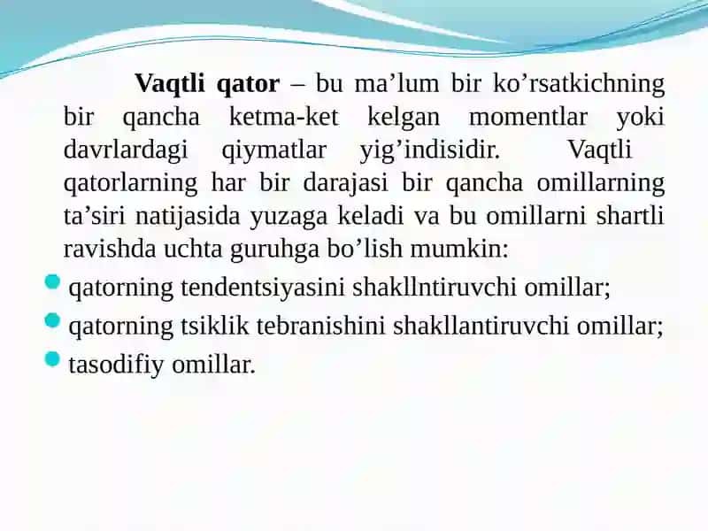 Davriy qatorlarda ekonometrik modellshtirish 4
