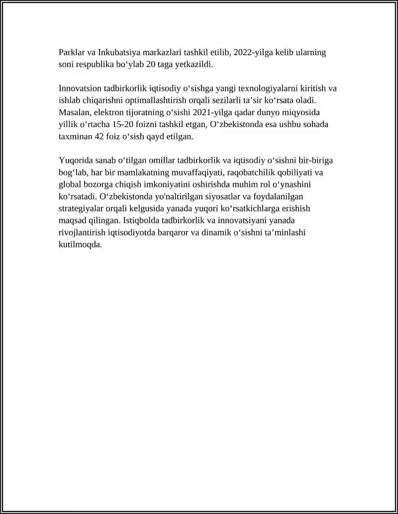 TADBIRKORLIK FAOLIYATINING IQTISODIY RIVOJLANISHGA TA'SIRI 4
