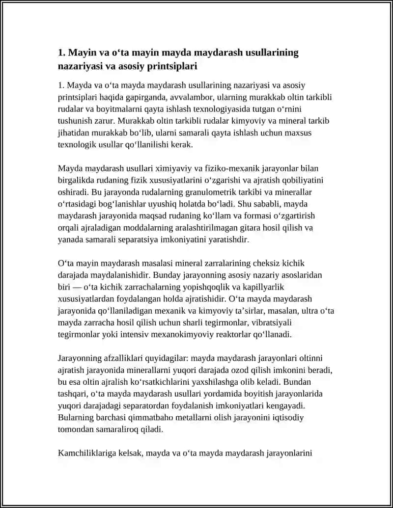 MURAKKAB OLTIN TARKIBLI RUDA VA BOYITMALARNI QAYTA ISHLASH TEXNOLOGIYASI 4