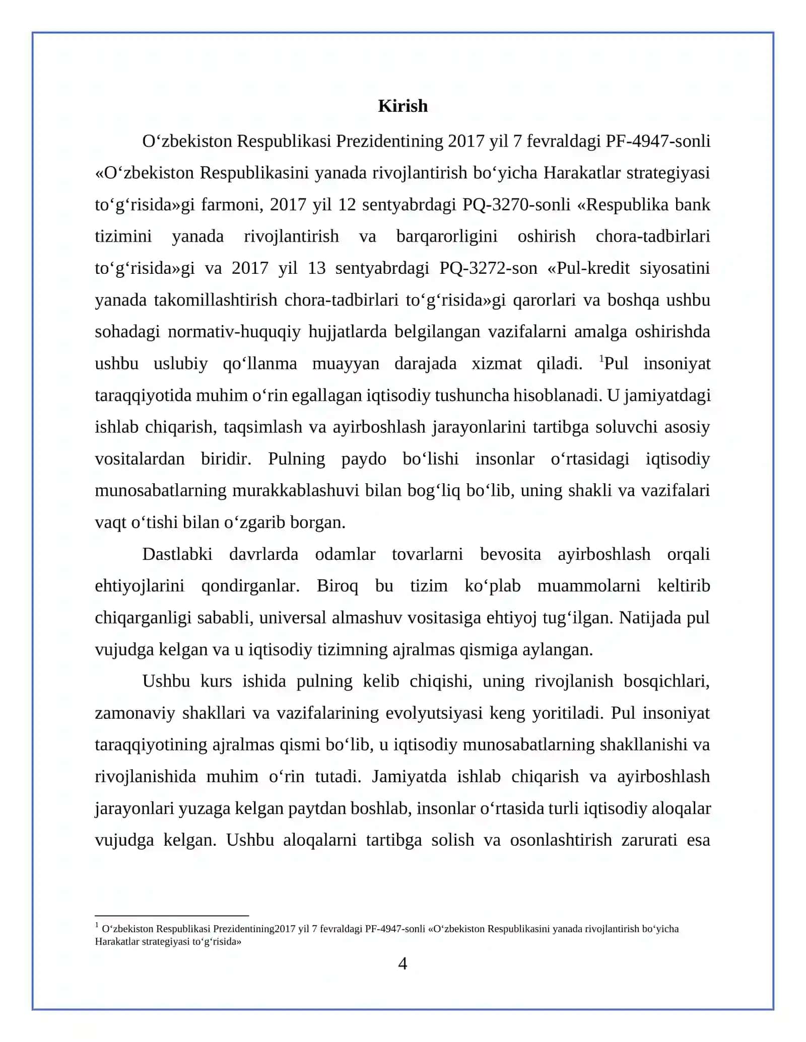 Jahon iqtisodiyotida pul va uning vazifalari evolyutsiyasi 4