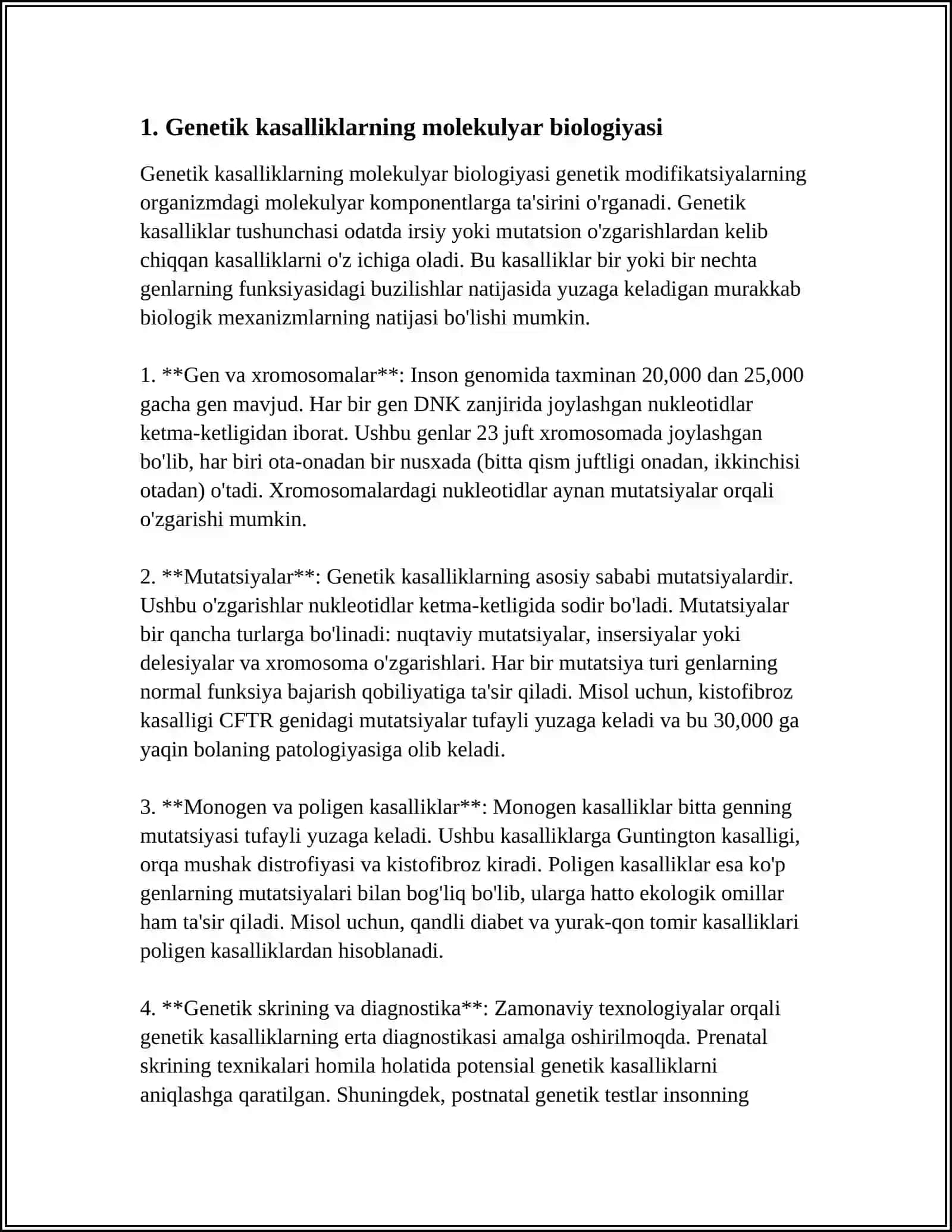 GENETIK XASTALIKLARNING MOLEKULYAR DIAGNOSTIKA ASOSLAR 4