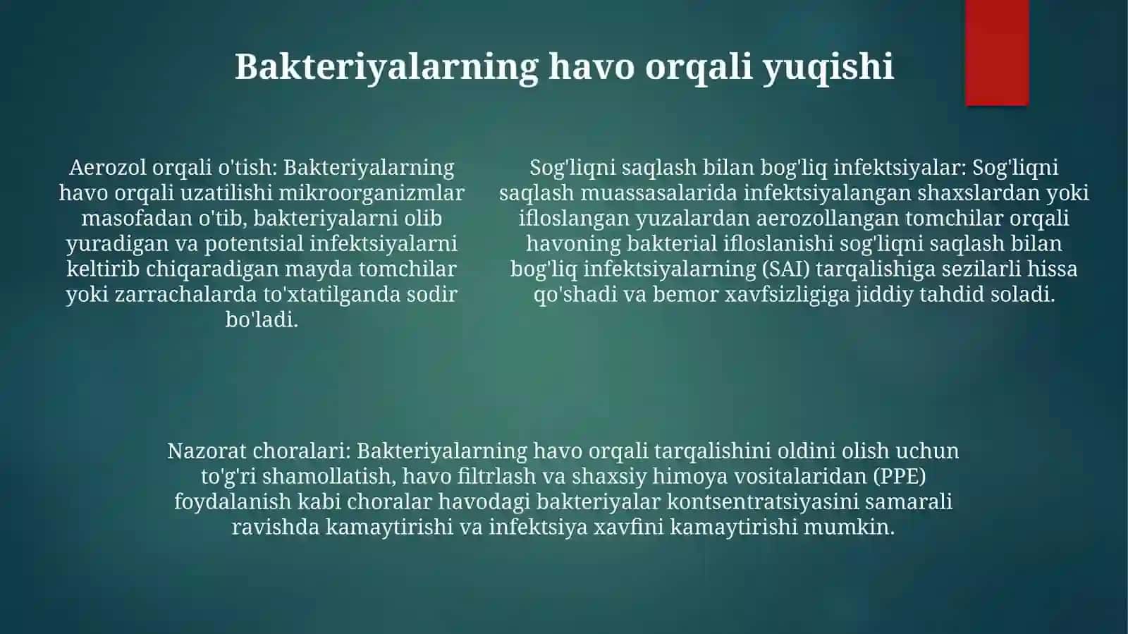 Kasalxona Ichi Infeksiyalarining Kelib Chiqishi Uchun HavoningBakterialIfloslanganligining 4