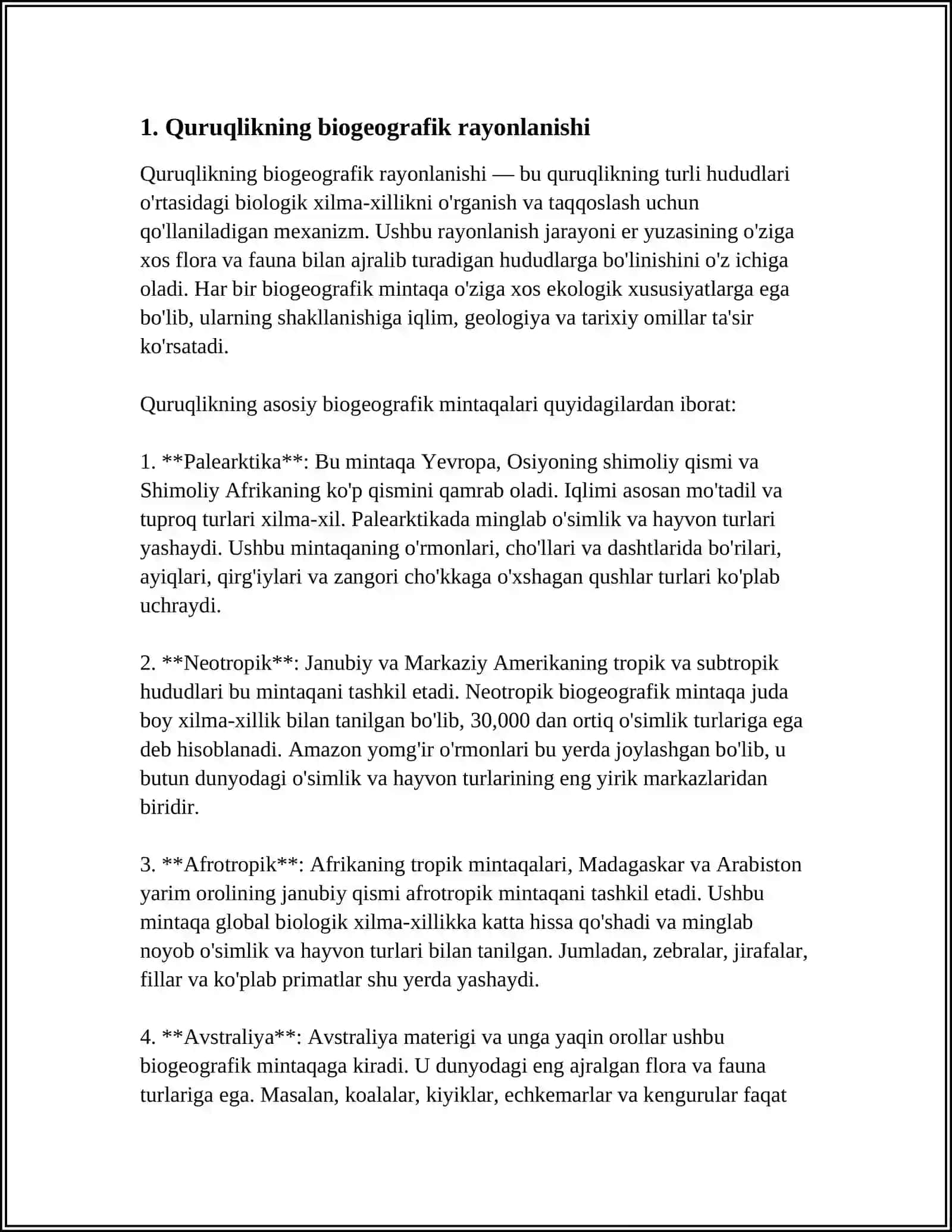 Quruqlikning Biogeografik Rayonlari Flora va Faunasi 4