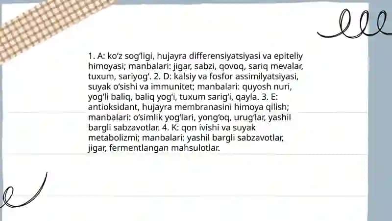 Vitaminlar va vitaminga o'xshash moddalar 4