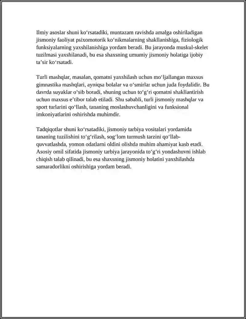 İNSON TANASINING TUZILISHINI JISMONIY TARBIYA VOSITALARI YORDAMIDA TUZATISH USULI 4
