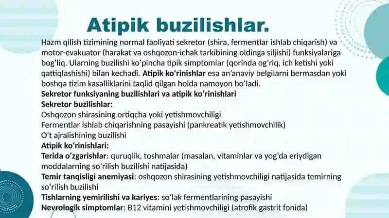 Hazm qilish tizimi patofiziologiyasi 4