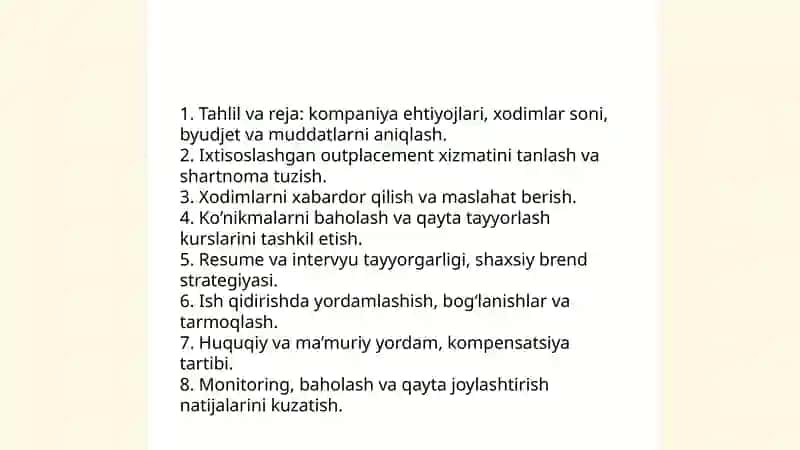 Xodimlarni ishdan boʻshatish (outplacement) 4